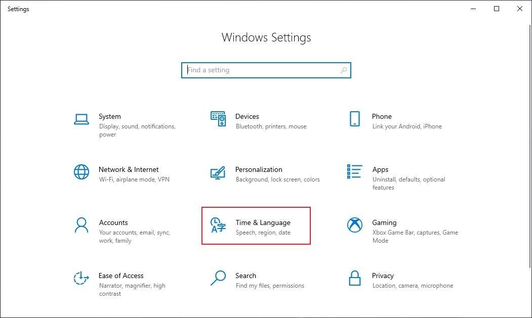 Windows 10计算机中更改语言教程